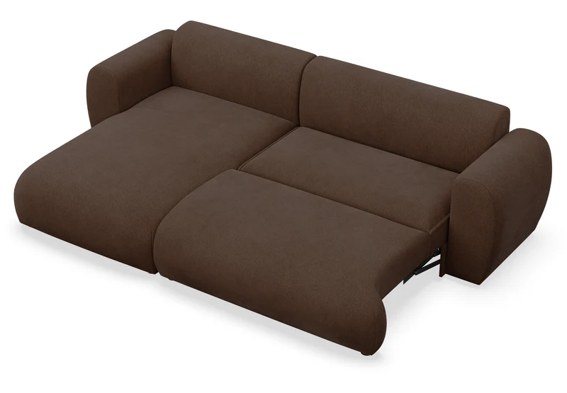 Ecksofa mit Schlaffunktion Emia, L-förmig, linksseitig, braunes Chenille