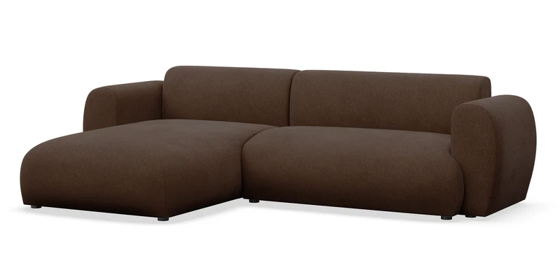 Ecksofa mit Schlaffunktion Emia, L-förmig, linksseitig, braunes Chenille