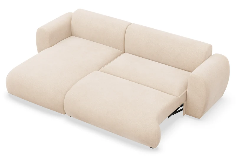 Ecksofa mit Schlaffunktion Emia, L-förmig, linksseitig, hellbeige Chenille