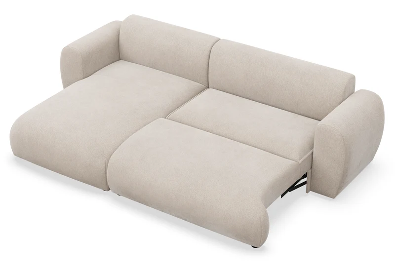 Ecksofa mit Schlaffunktion Emia, L-förmig, linksseitig, beige Chenille