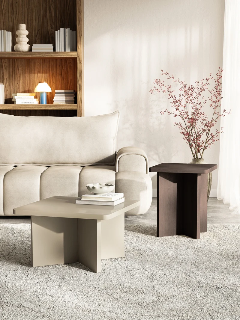 Quadratischer Couchtisch Qubeo 60 cm Kaschmir