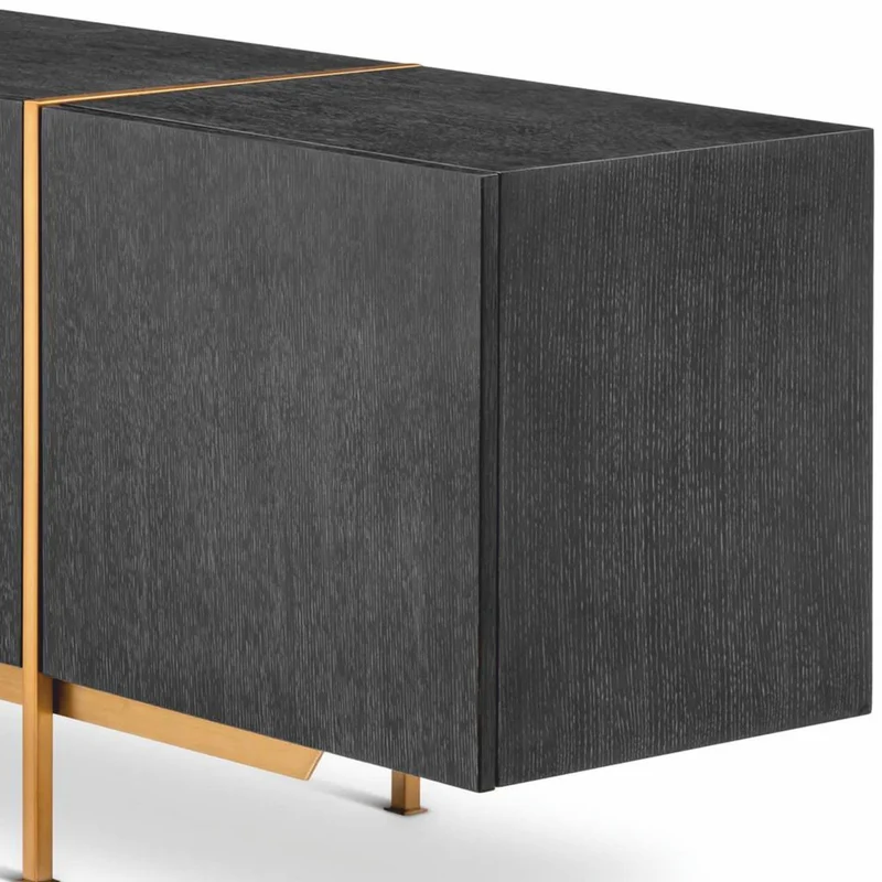 Casa Padrino Luxus Sideboard Schwarzgrau / Messing 225,5 cm - Luxus Möbel