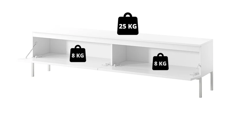 TV-Schrank Bemmi 175 cm schwarz mit schwarzen Beinen