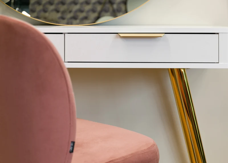 Schminktisch mit Schubladen Oval 112 cm Weiß