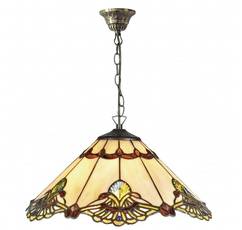 Casa Padrino Luxus Tiffany Hängeleuchte Mehrfarbig Ø 40 x H. 83 cm - Handgefertigte Pendelleuchte aus 264 Teilen
