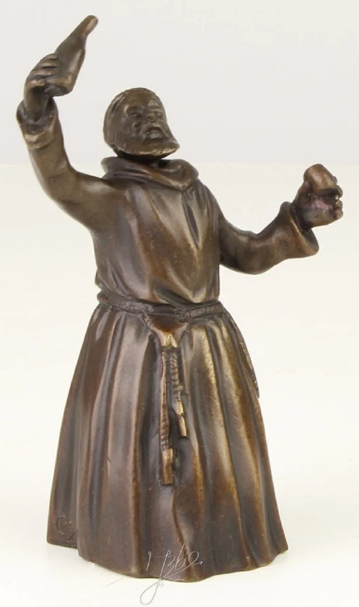 Casa Padrino Jugendstil Tischglocke Mönch Bronze / Gold 6,9 x 5,1 x H. 11,6 cm - Tischklingel Service Glocke aus Bronze - Hotel & Gastronomie Accessoires