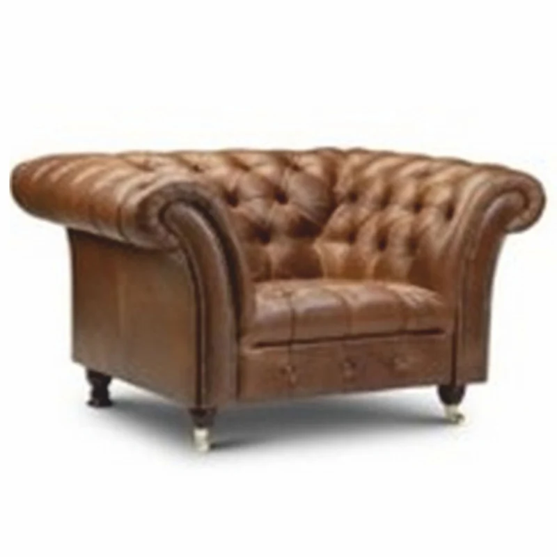 Casa Padrino Luxus Chesterfield Leder Sessel Vintage Braun / Dunkelbraun 127 cm - Echtleder Möbel