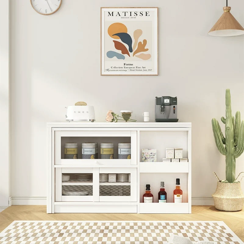 Klapp- und erweiterbarer Multifunktions-Esstisch mit verstecktem Aufbewahrungs-Design-Schrank