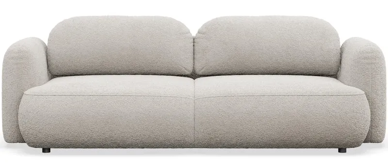 Dreisitziges ausklappbares Sofa Tvoya in hellem Beige Bouclé
