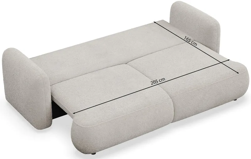 Dreisitziges ausklappbares Sofa Tvoya in hellgrauem Chenille