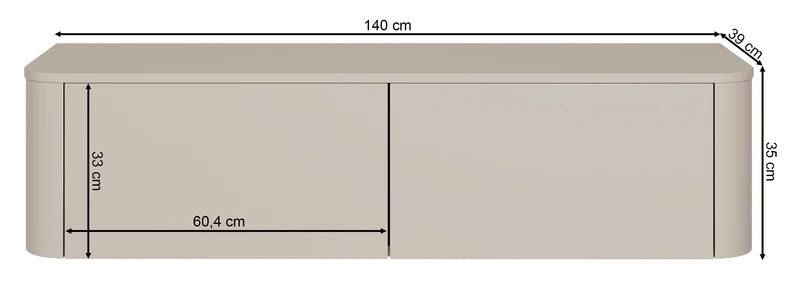 Hängend-stehender TV-Schrank Luvio 140 cm Kaschmir