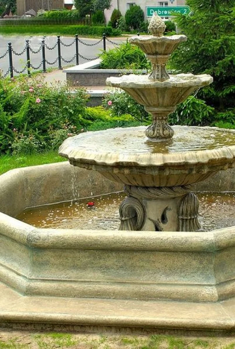 Casa Padrino Barock Springbrunnen Grau Ø 145 x H. 180 cm - Gartenbrunnen - Gartendeko Brunnen - Prunkvolle Barock Garten Deko Accessoires
