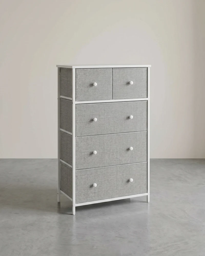 Sideboard - 5 Stoffschubladen - Stahlrahmen - Für Schlafzimmer Oder Flur