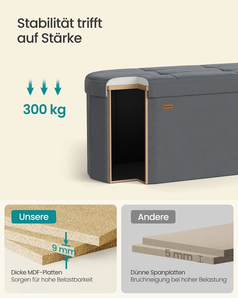 Aufbewahrungsbank - 38 x 80 x 40 cm - Mit Klappdeckel - Für Schlafzimmer Oder Flur