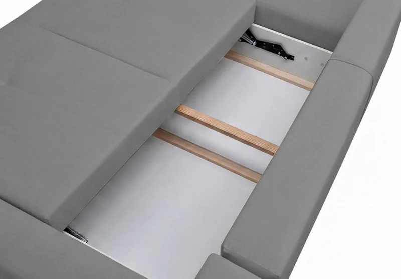 U-förmige Eckcouch Olido mit Schlafunktion, universell, mit Stauraum, grauer hydrophober Samtbezug