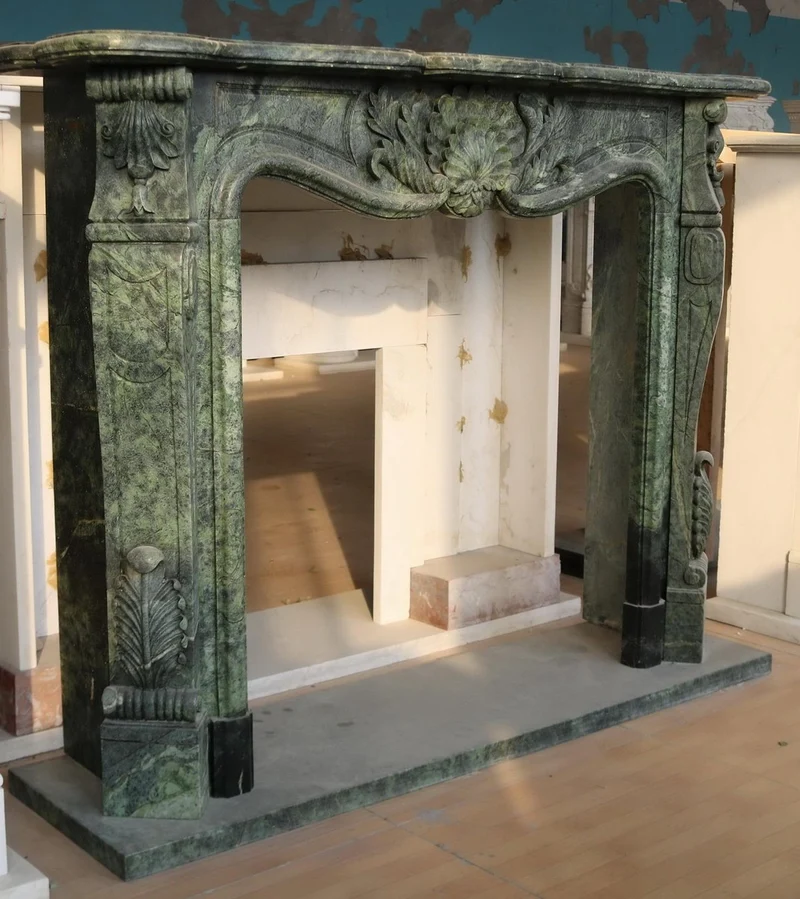 Casa Padrino Luxus Barock Marmor Kaminumrandung Dunkelgrün 150 x H. 120 cm