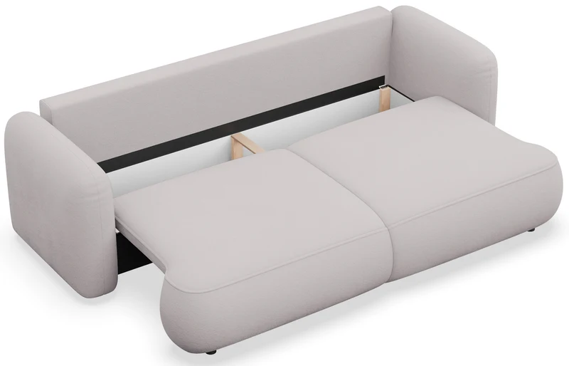 Dreisitziges ausklappbares Sofa Tvoya in grau-beigem Chenille