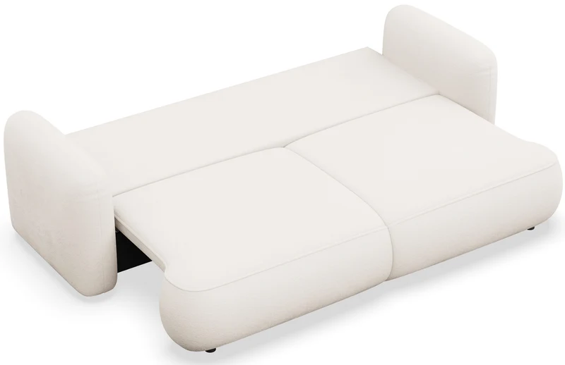 Drei-Sitzer ausklappbares Sofa Tvoya in cremefarbenem Chenille