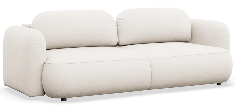 Drei-Sitzer ausklappbares Sofa Tvoya in cremefarbenem Chenille