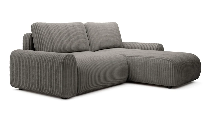 Ecksofa mit Schlaffunktion Lelu, universell L-förmig, mit Stauraum, dunkelbeige Cord