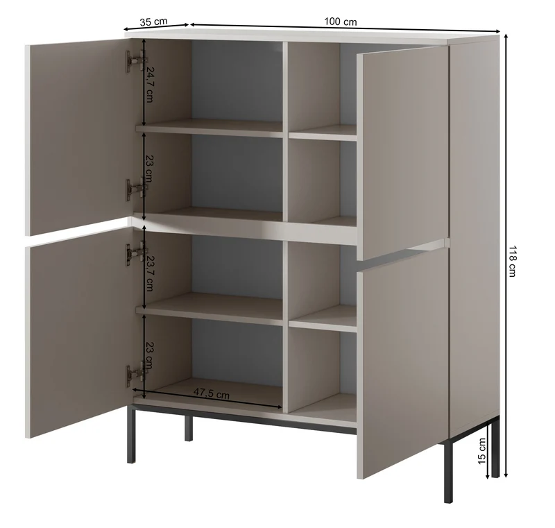 Hohe Kommode Bemmi 100 cm Kaschmir