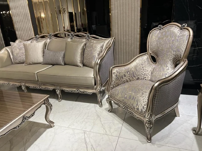 Casa Padrino Luxus Barock Wohnzimmer Sessel Gold / Lila / Gold - Handgefertigter Barockstil Sessel mit elegantem Muster - Barock Wohnzimmer Möbel
