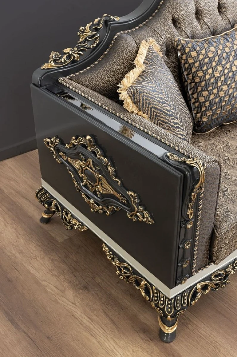 Casa Padrino Luxus Barock Wohnzimmer Set - 2 Sofas & 2 Sessel & 1 Couchtisch - Handgefertigte Wohnzimmer Möbel im Barockstil - Edel & Prunkvoll