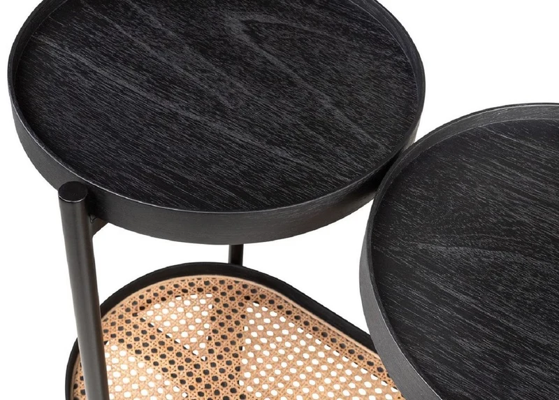 Casa Padrino Luxus Konsole Schwarz / Naturfarben / Messingfarben 134,5 x 42,5 x H. 78 cm - Wohnzimmer & Hotel Möbel - Luxus Qualität