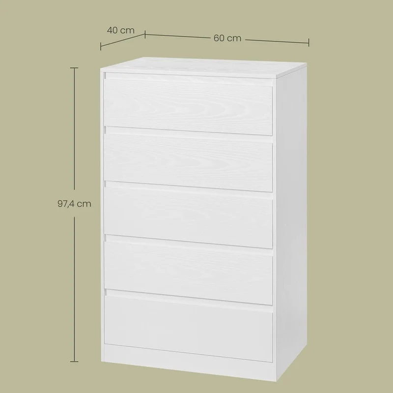 Sideboard - 5 Schubladen - 40 x 60 x 97 cm - Für Schlafzimmer Oder Flur