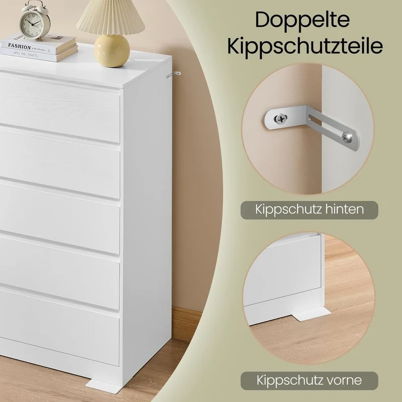 Sideboard - 5 Schubladen - 40 x 60 x 97 cm - Für Schlafzimmer Oder Flur