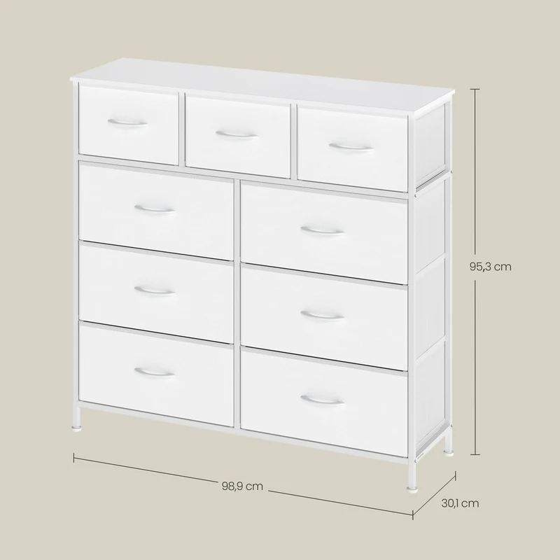Sideboard Mit 9 Stoffschubladen - Stahlrahmen - Für Schlafzimmer Oder Flur