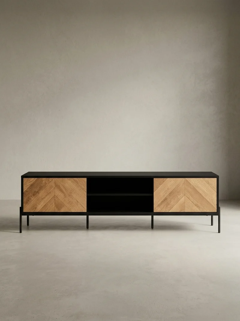 Lowboard Modern Stil mit V-Muster für 70-Zoll Fernseher
