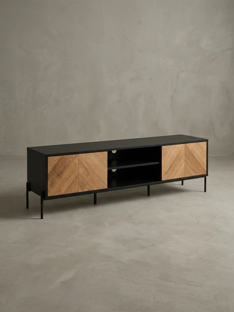 Lowboard Modern Stil mit V-Muster für 70-Zoll Fernseher