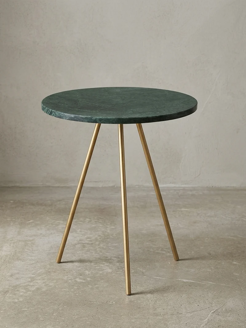 Beistelltisch – Echter Marmor Grün Gold Metallbeine 38x38x44 cm
