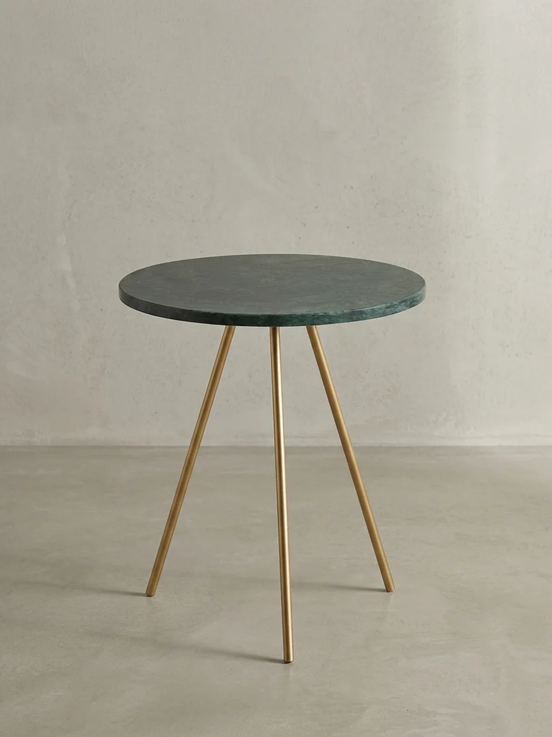 Beistelltisch – Echter Marmor Grün Gold Metallbeine 38x38x44 cm