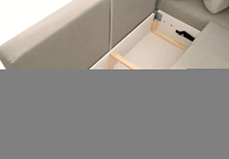 Große, universelle L-förmige Eckcouch Olido mit Schlaffunktion, Stauraum, beige, hydrophober Samtstoff