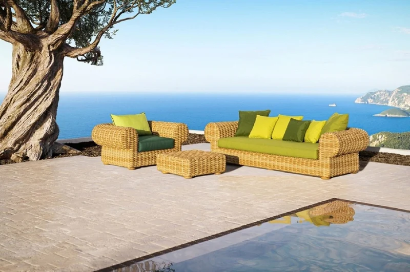 Casa Padrino Luxus Garten Couchtisch Naturfarben 74 x 74 x H. 30 cm