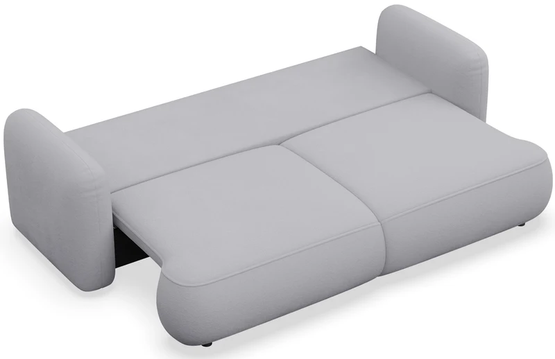 Dreisitziges ausklappbares Sofa Tvoya in hellgrauem Chenille