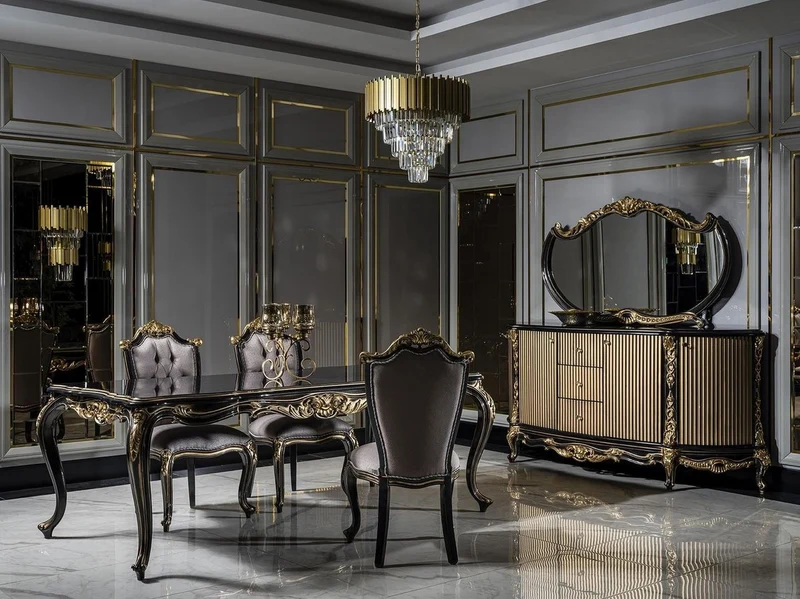 Casa Padrino Luxus Barock Sideboard Schwarz / Gold - Prunkvoller Massivholz Schrank mit 4 Türen und 3 Schubladen - Barock Möbel - Edel & Prunkvoll