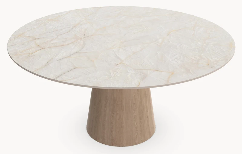 Keramiek Chrystal Clear eettafel - Rond - Cone eiken