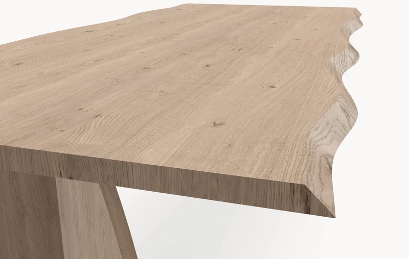 Eiken boomstamrand eettafel - V eiken