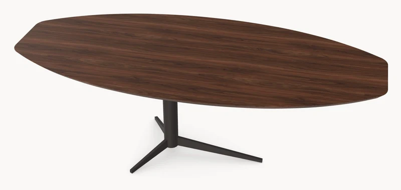 Walnoot massief eettafel - Half Ovaal - Trios