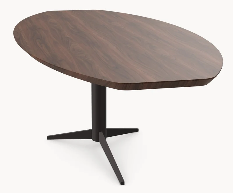 Walnoot massief eettafel - Half Ovaal - Trios