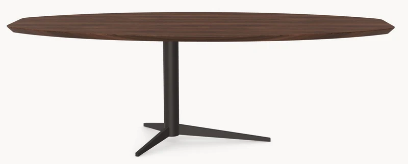 Walnoot massief eettafel - Half Ovaal - Trios