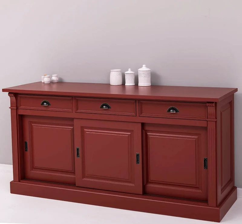 Großes Sideboard aus Massivholz mit 3 Schiebetüren und 3 Schubladen