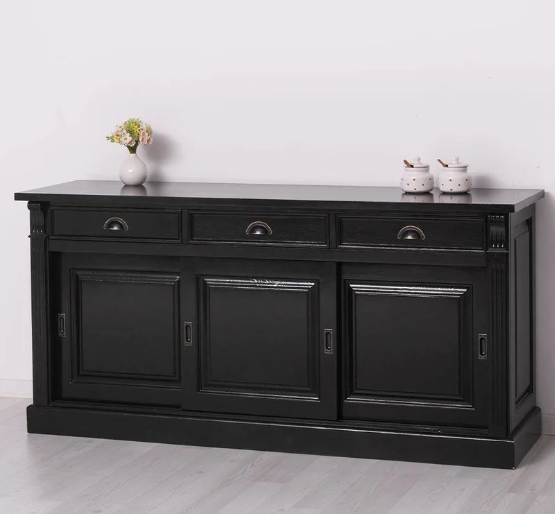 Großes Sideboard aus Massivholz mit 3 Schiebetüren und 3 Schubladen