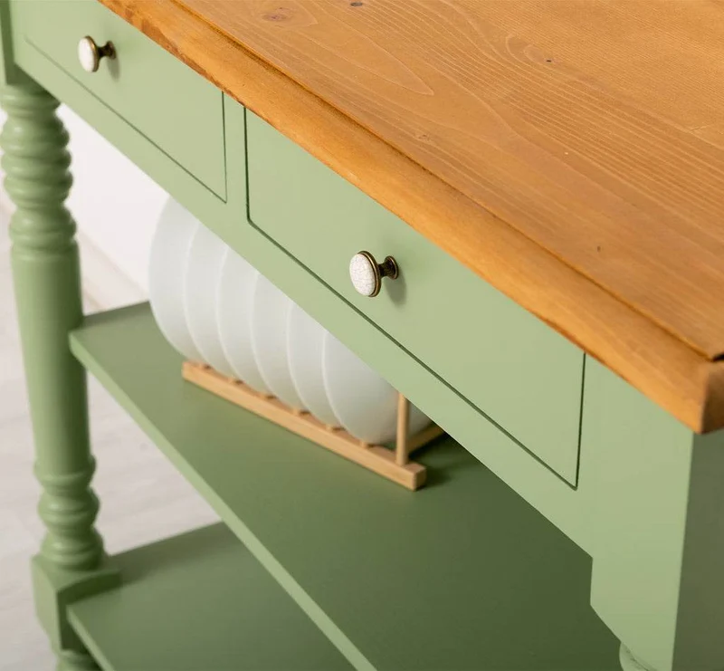 Konsolentisch aus Massivholz | Wandtisch mit 2 Schubladen