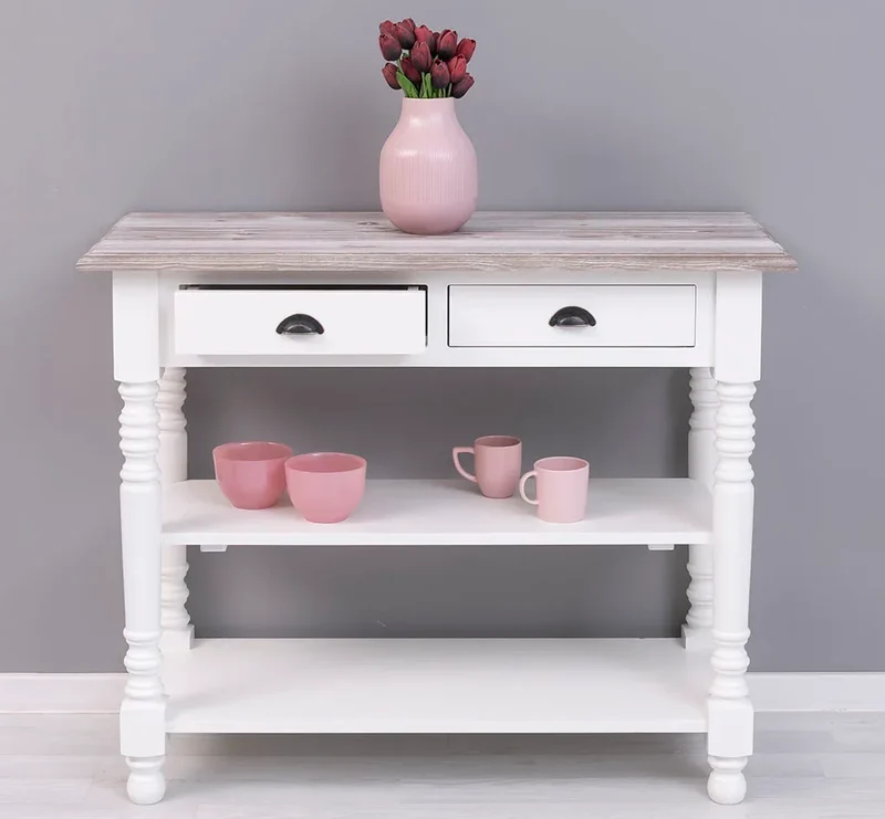 Konsolentisch aus Massivholz | Wandtisch mit 2 Schubladen