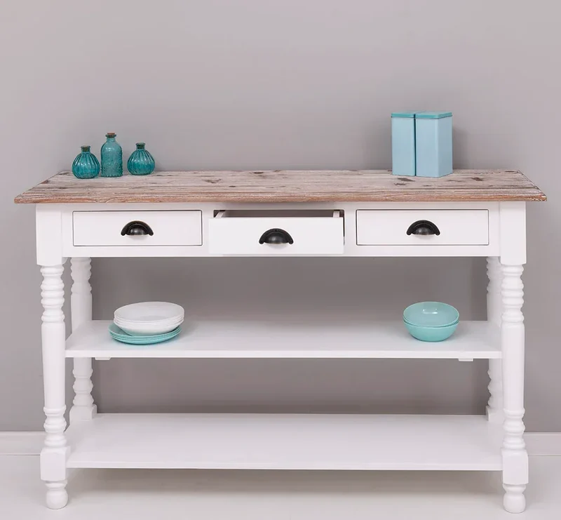 Konsolentisch aus Massivholz | Wandtisch mit 3 Schubladen