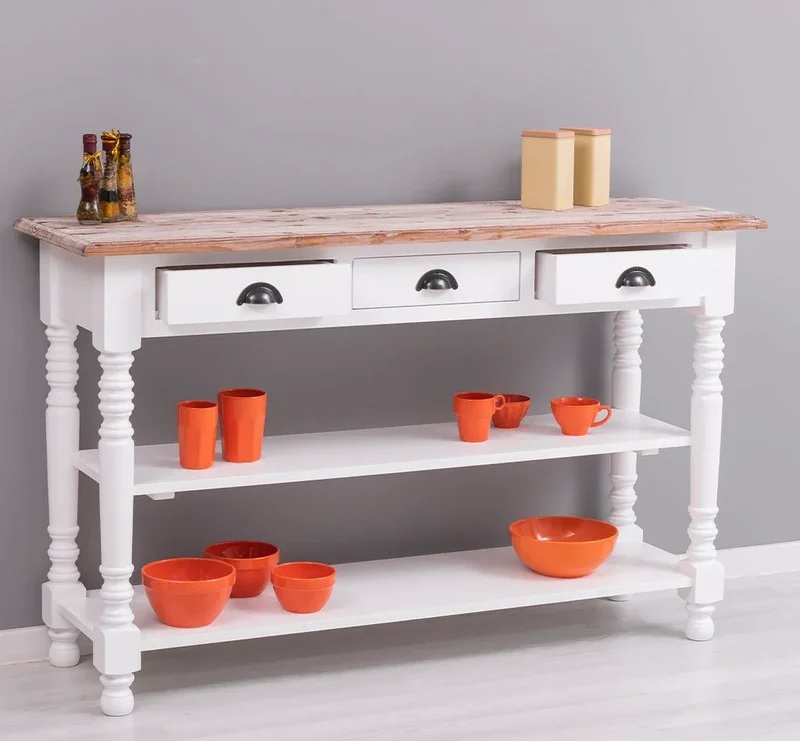 Konsolentisch aus Massivholz | Wandtisch mit 3 Schubladen